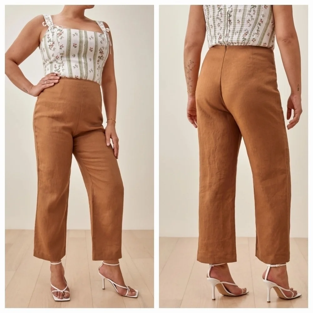 Reformation Justin Linen Pant in Barley size 2 NWT
